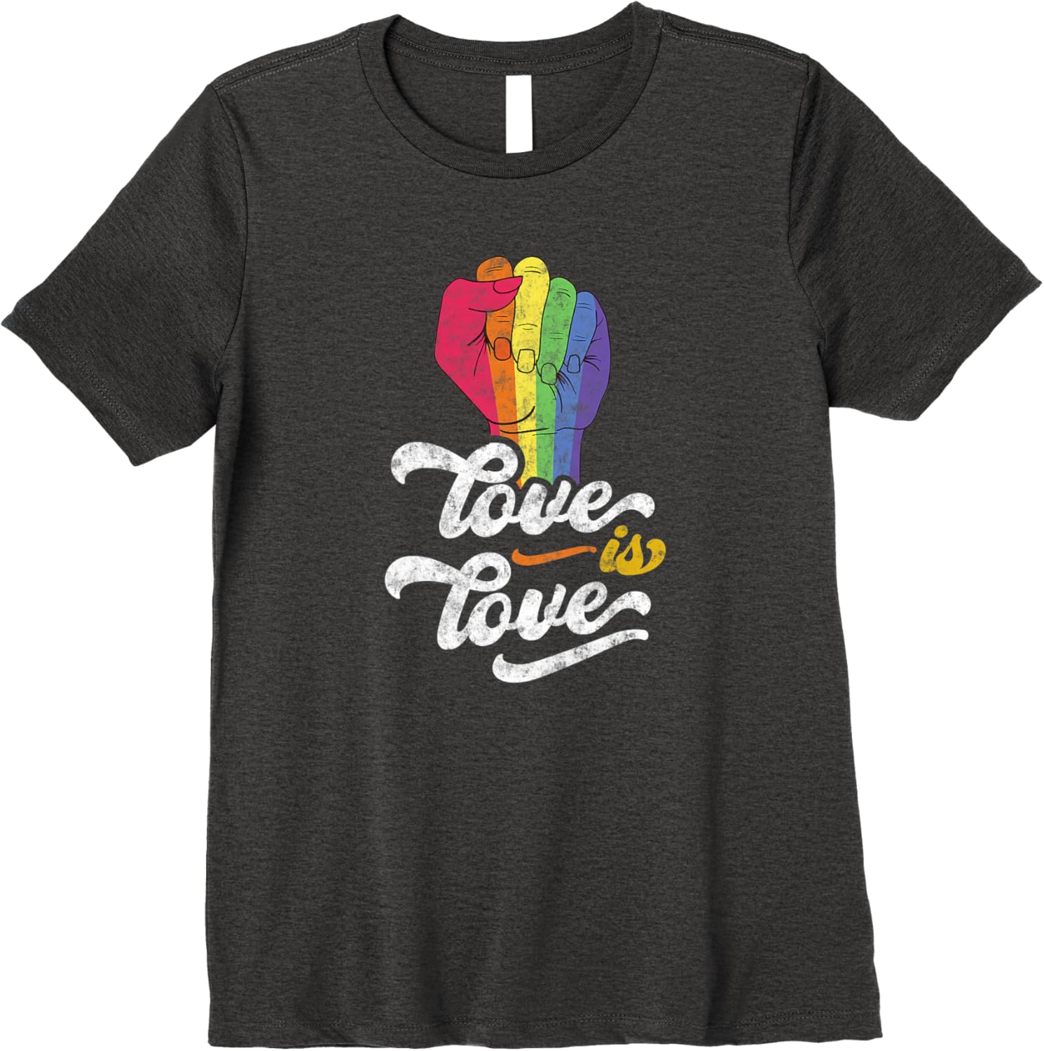 Love Is Love Fist Rainbow LGBT Pride Flag Premium TShirt